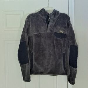 L.L. Bean Pullover Womens Gray Hi-pile Fleece Soft Warm 1/4 Zip Jacket. Size M.